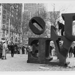 Robert Indiana, Love, 1971, Doris D. Freedman Plaza, Central Park, Manhattan, NYC Park. Now part of the Indianapolis Museum of Art’s permanent collection, Robert Indiana installed his famous sculpture at the entrance of Central Park in 1971. Though there are now over 40 versions of this sculpture on view around the world, this was the original.<br/>